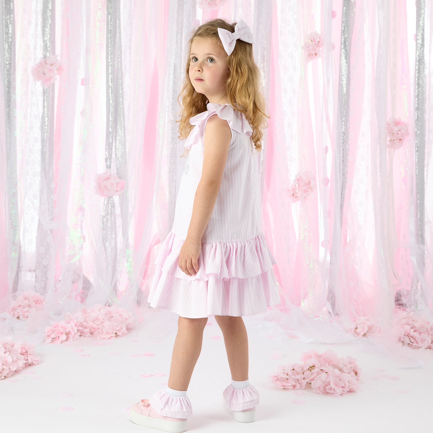 Adee heavenly hydrangea pink seersucker dress