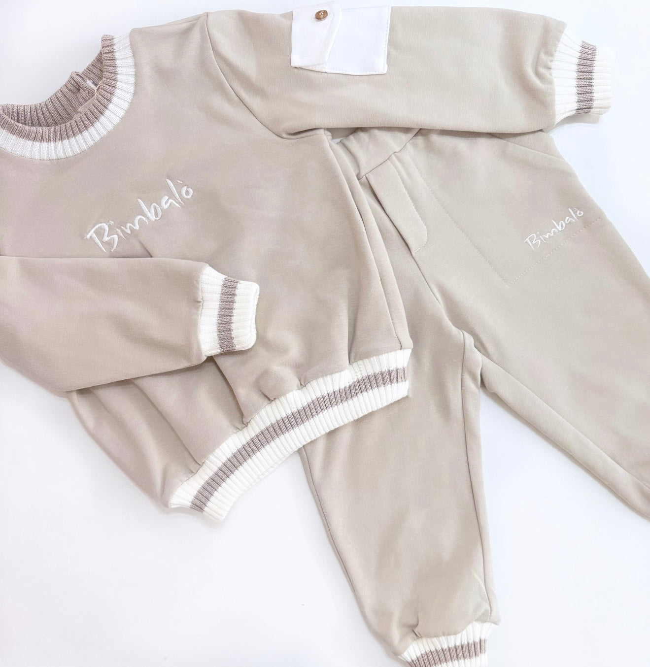 Bimbalo boys beige & white logo tracksuit