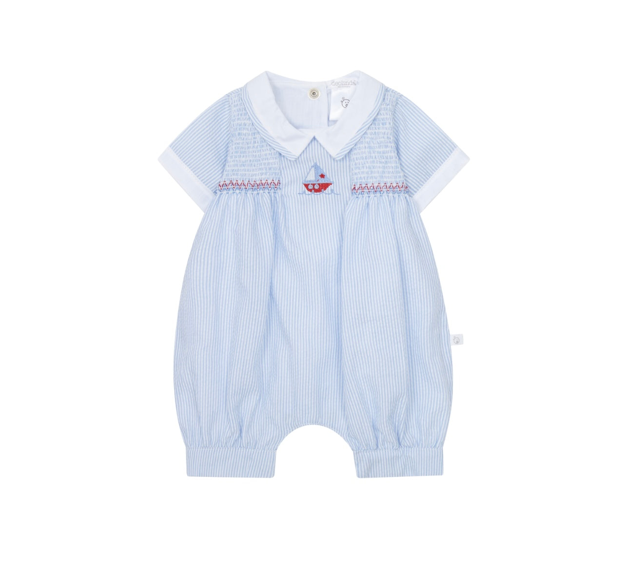 Deolinda blue & white stripe boat smocked romper