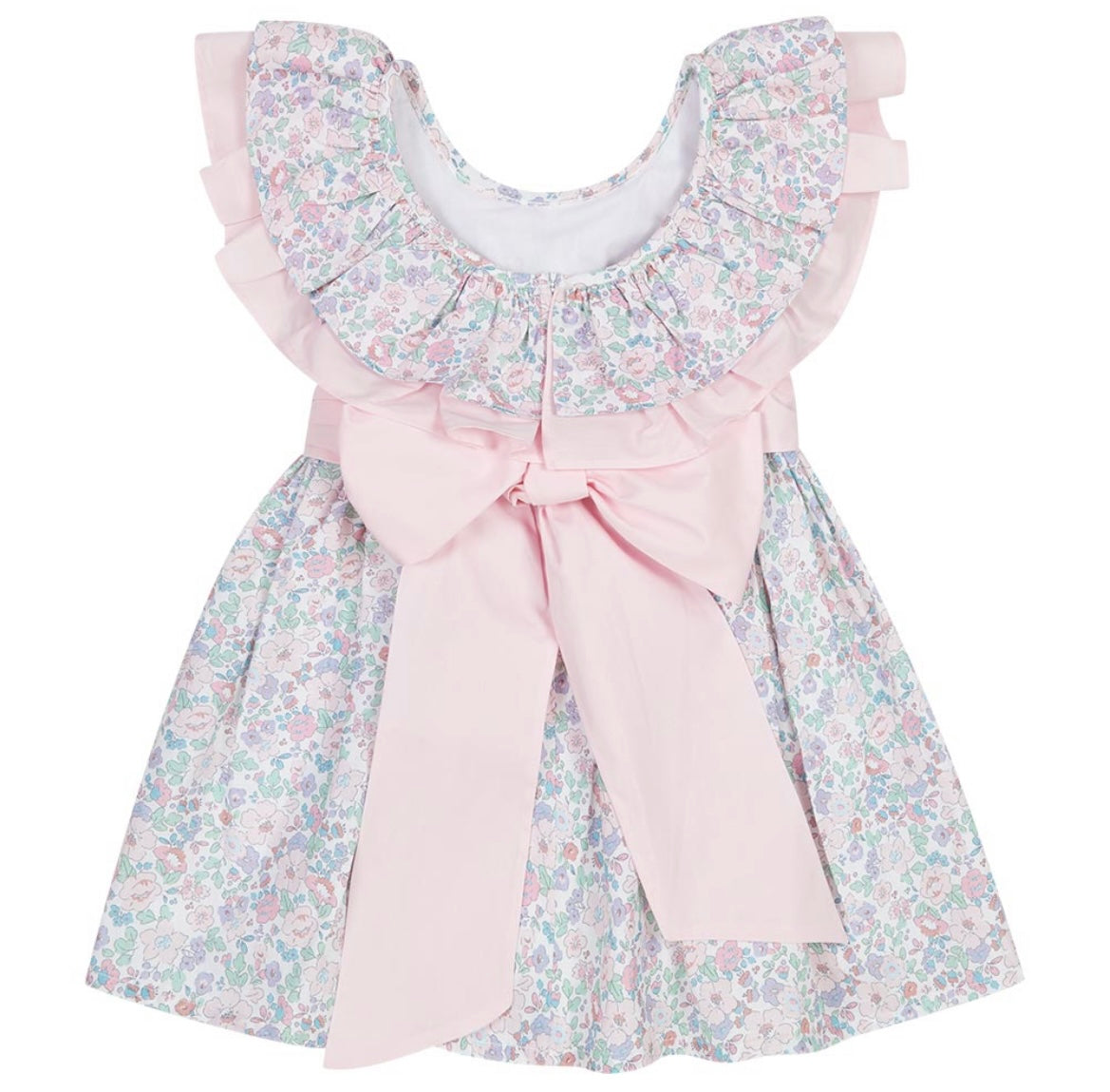 Deolinda girls gardenia print dress with double ruffle collar