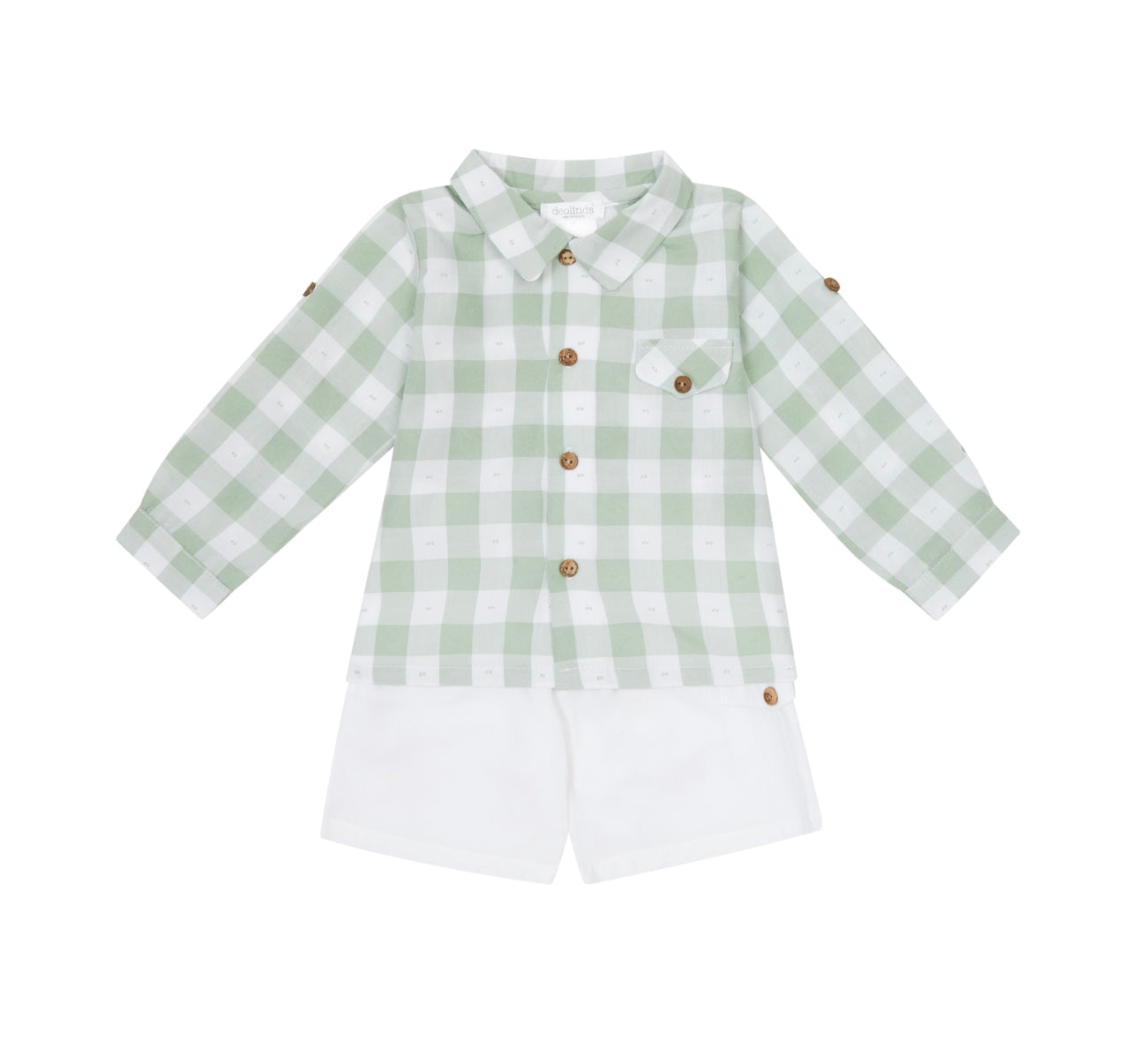 Deolinda mint green check short set