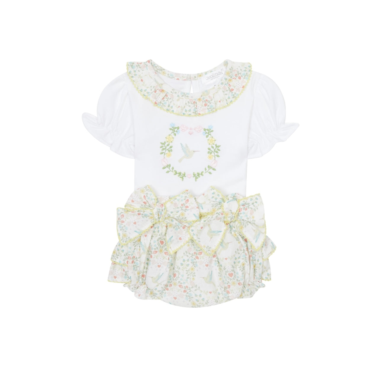 Deolinda girls yellow birdie print jam pant set