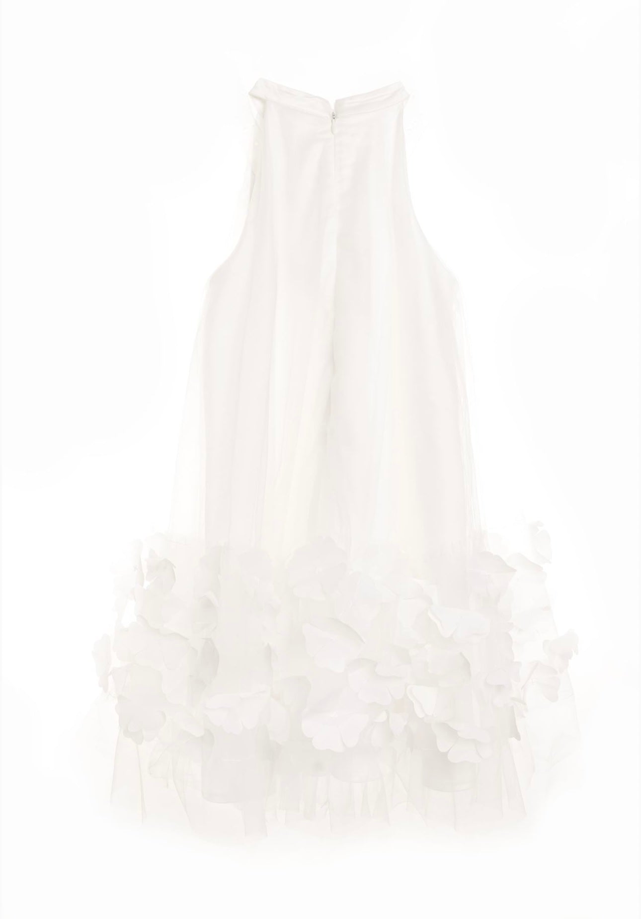 BCBGMAXAZARIA white tulle flower appliqué dress