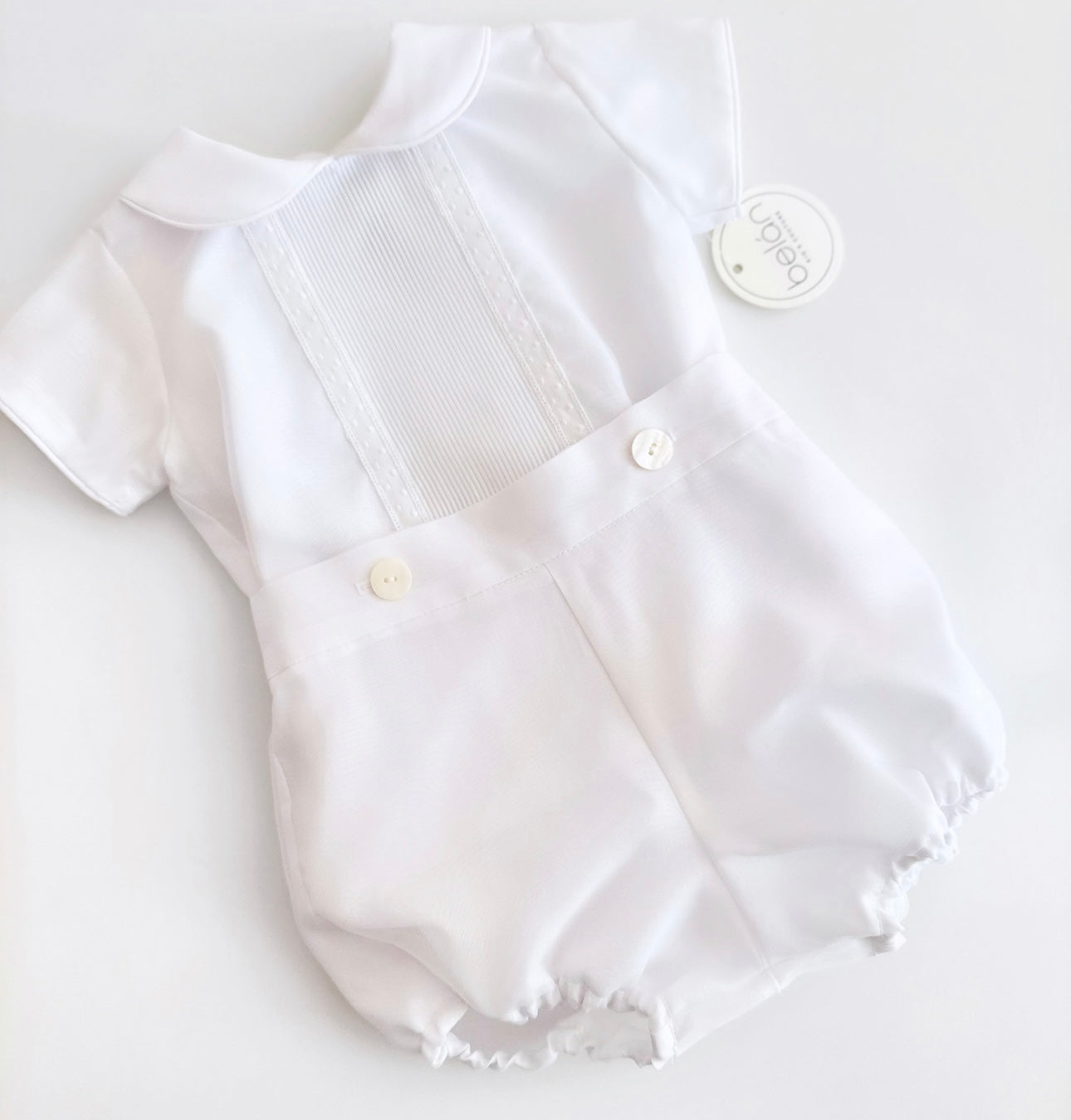 Belan couture white shirt & short bustier suit