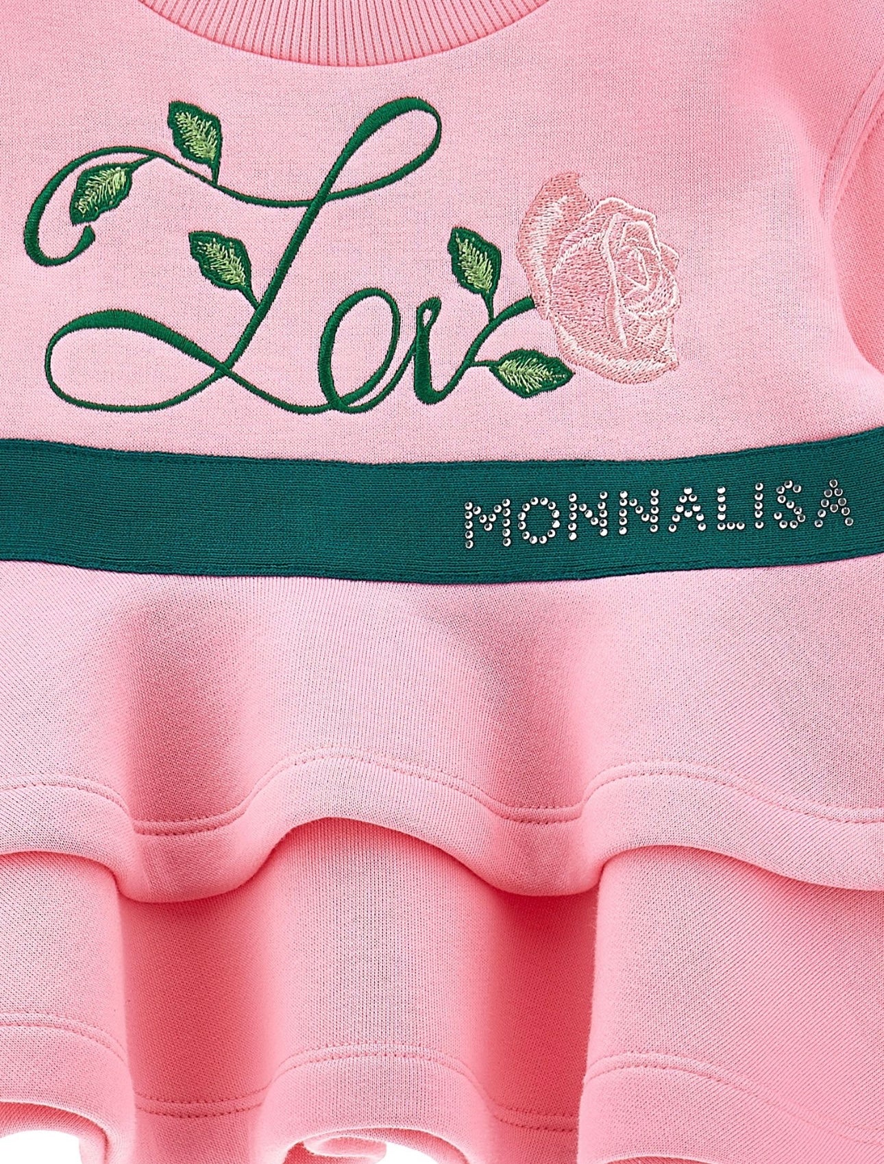 Monnalisa pink & green frilled ‘love’ tracksuit