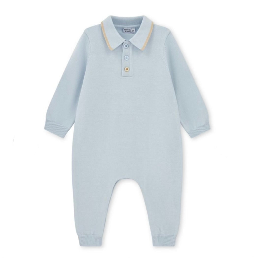 Mitch & Son baby blue polo shirt babygrow