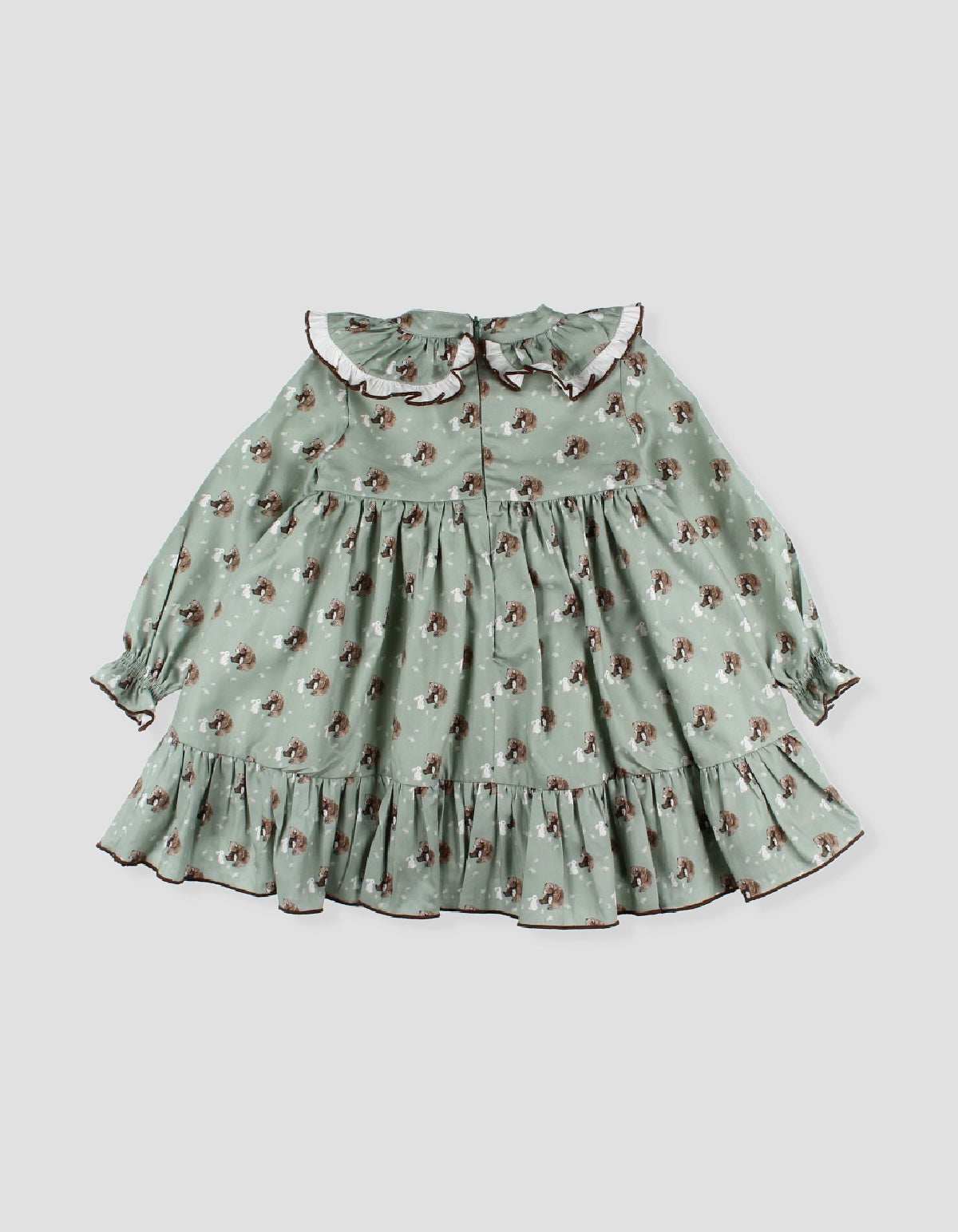 Foque girls sage green bear dress