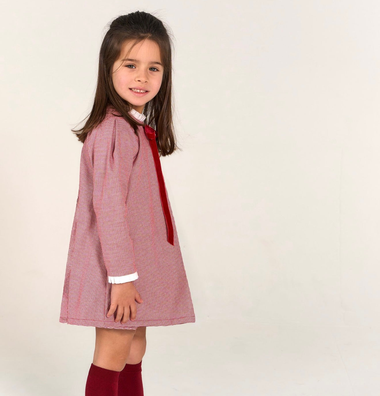 Rapife red dog tooth collared dress