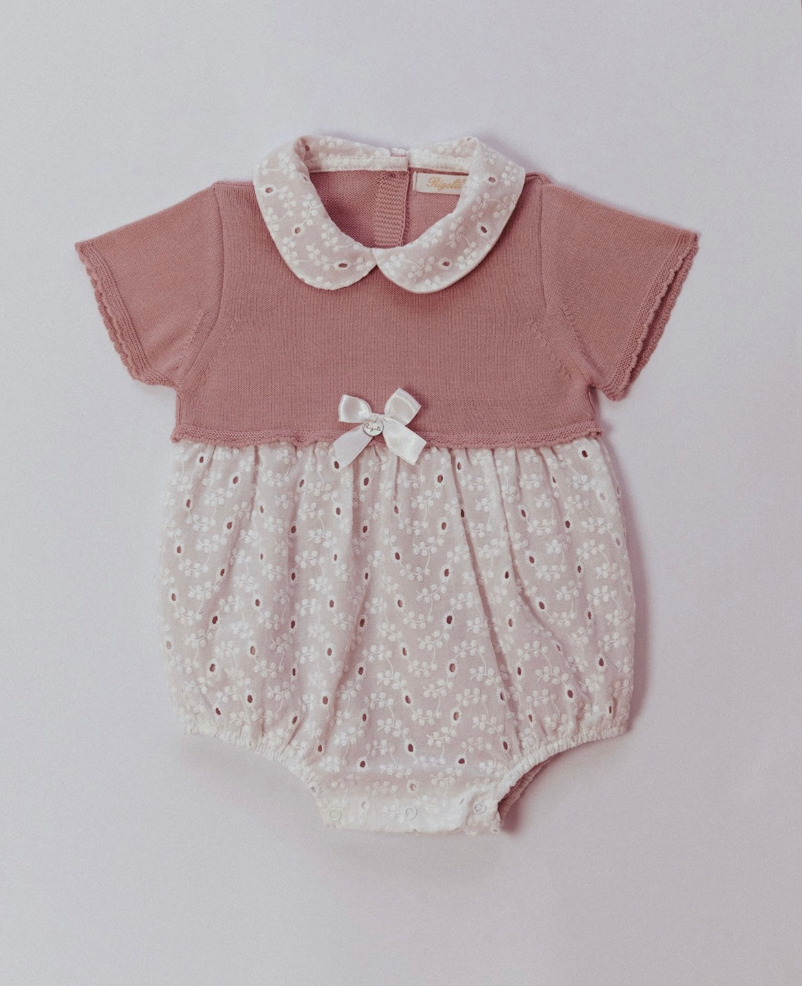Rigola girls pink & white cotton romper