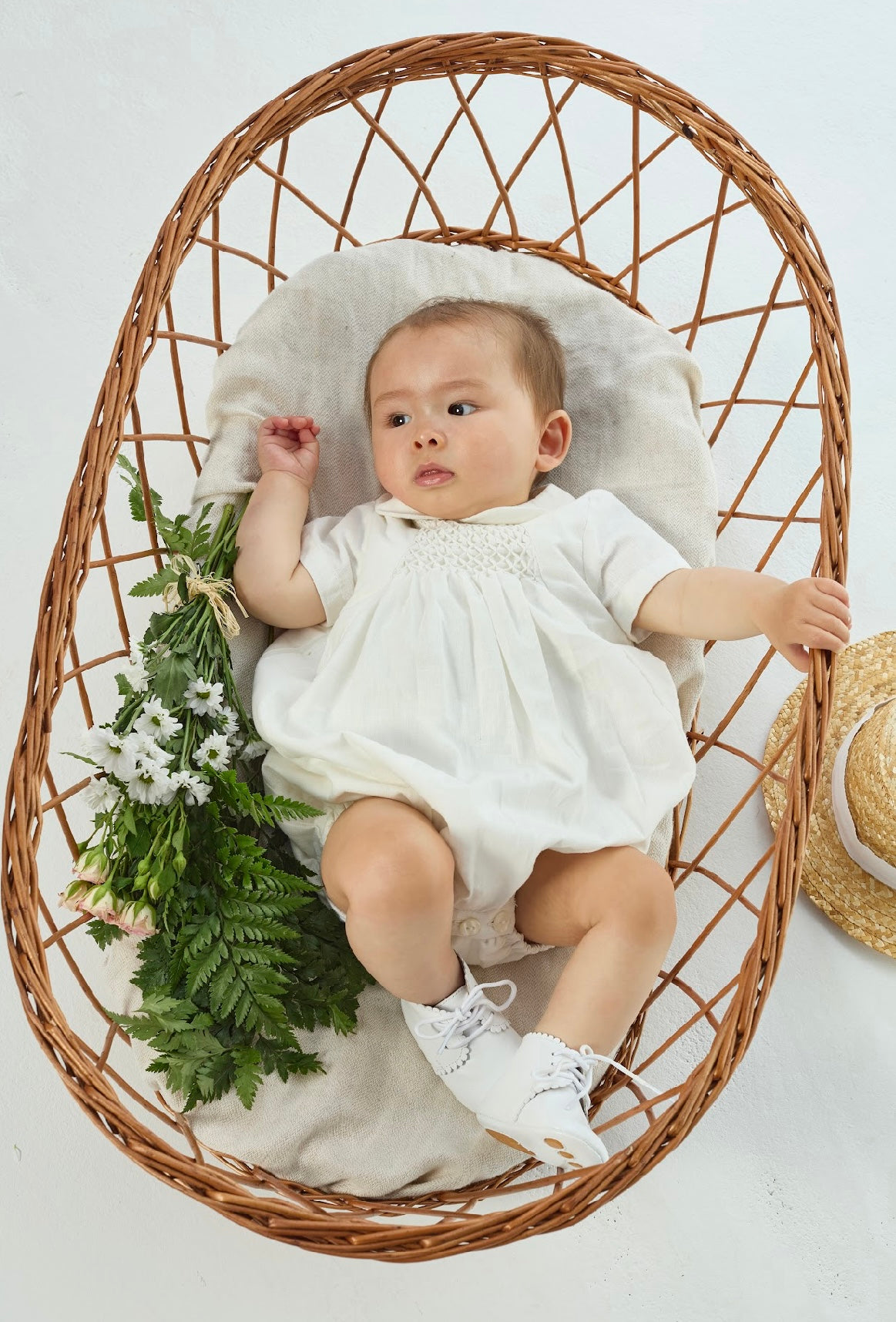 Kidiwi ivory linen ‘Caleb’ romper