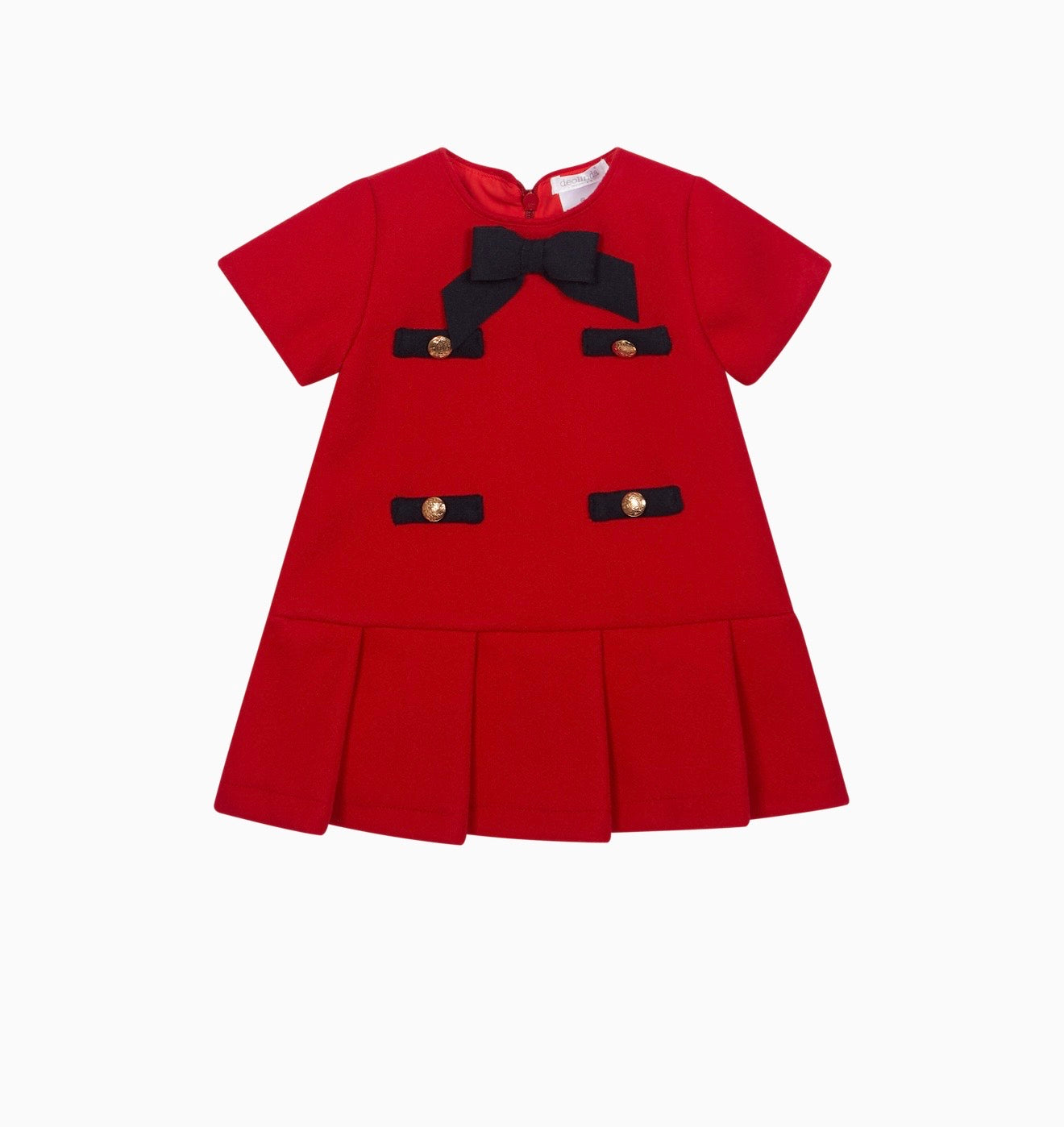 PRE ORDER - Deolinda red & navy pleated dress