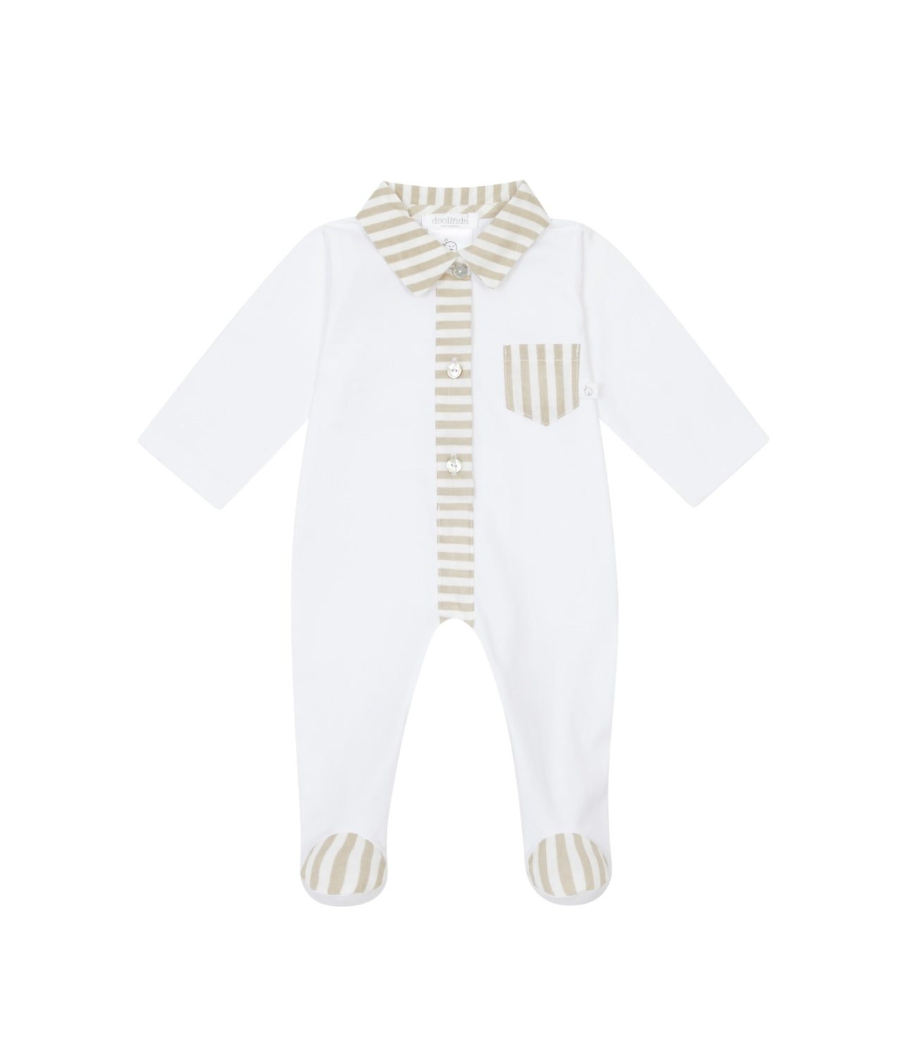 Deolinda beige & white stripe babygrow