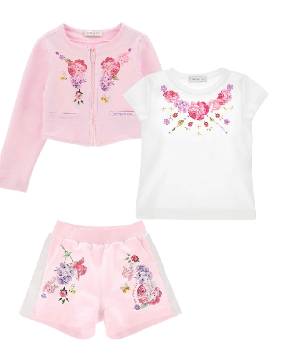PRE ORDER - monnalisa pink & purple floral sporty 3 piece set