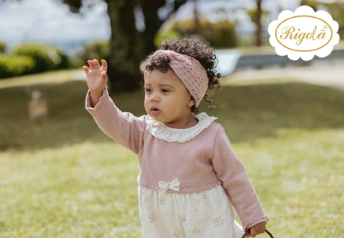 Rigola dusky pink half knit foxes romper