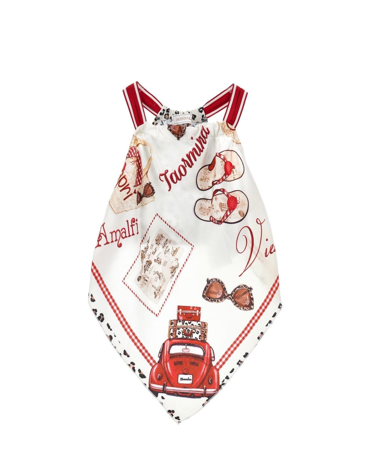 Monnalisa red ‘amalfi’ leopard detail scarf top