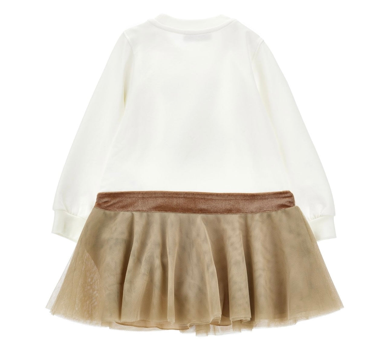 PRE ORDER - Monnalisa brown & white teddy tulle t-shirt dress