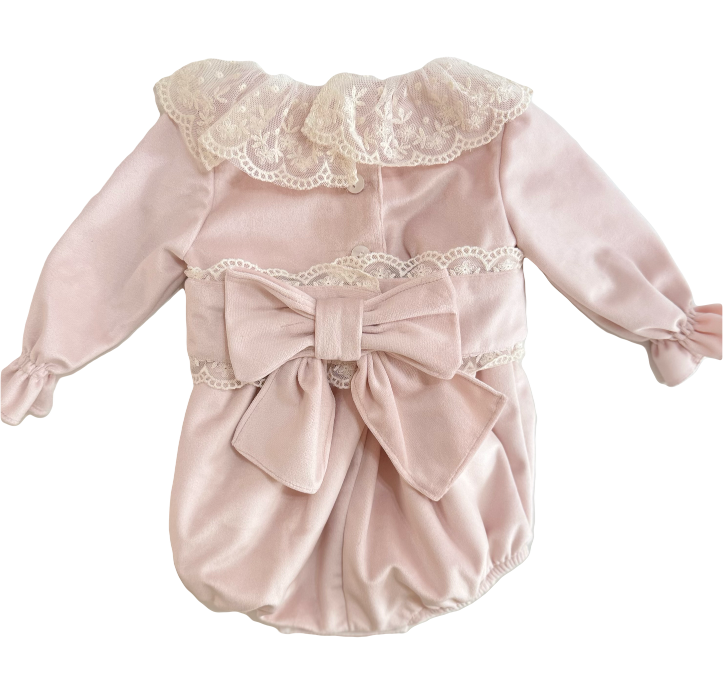 Puro mimo pink satin lace frilled romper