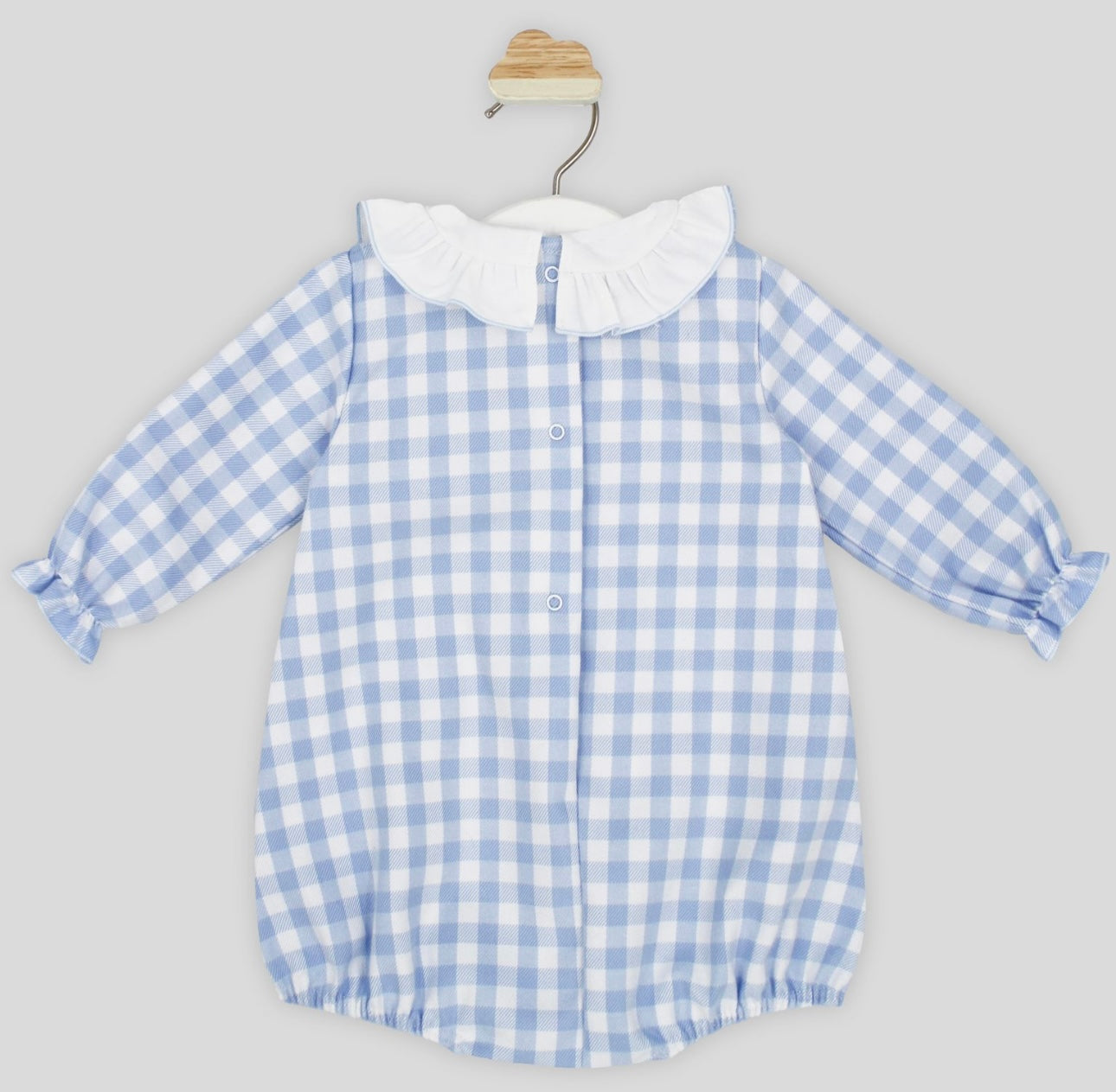 Rapife blue & white check girls frilled romper