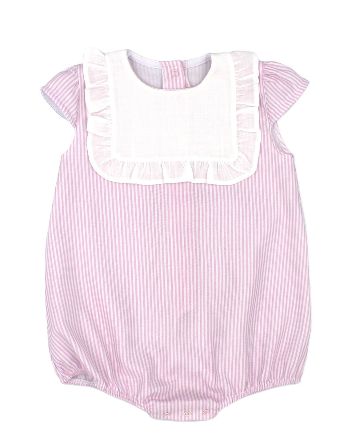 Rapife girls pink & white fine stripe romper