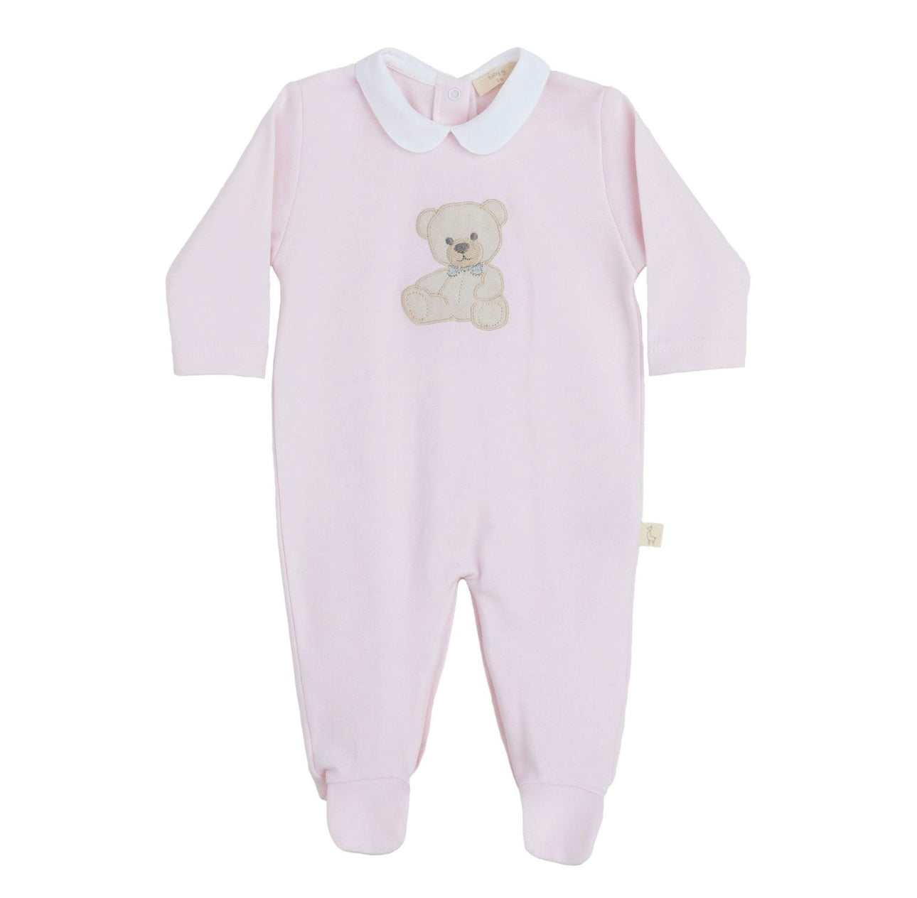 Baby Gi pink teddy bear cotton babygrow