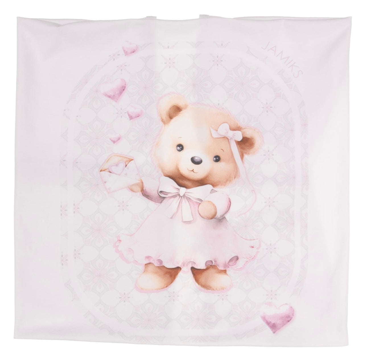 Jamiks white & pink teddy bear blanket