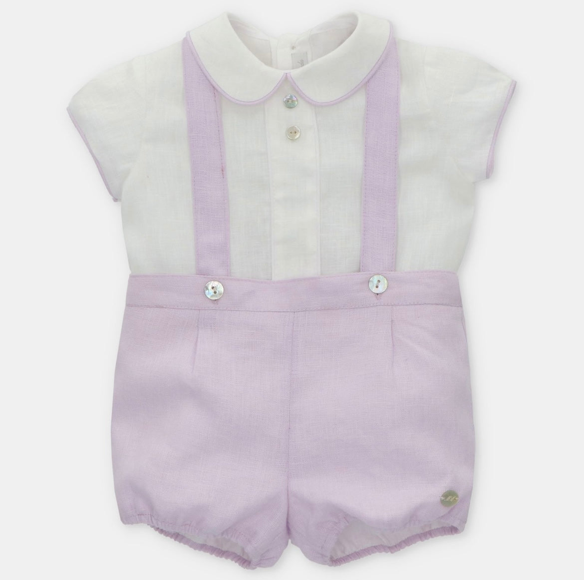 Martin aranda lilac linen shirt & dungaree short set