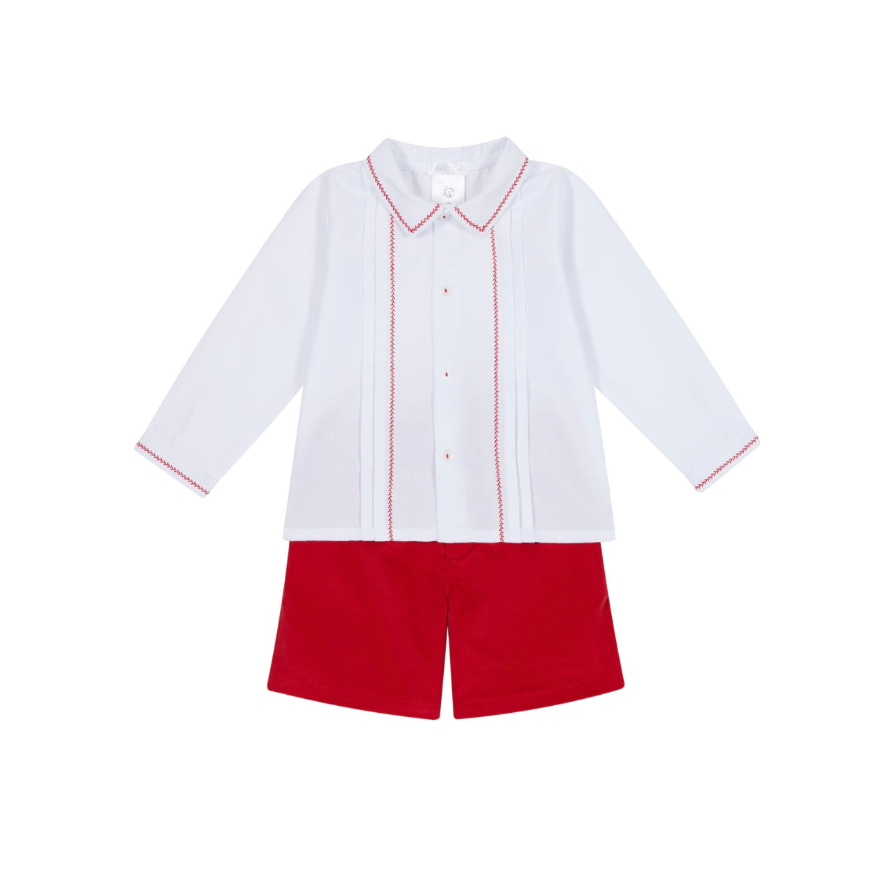 Deolinda red embroidered shirt set