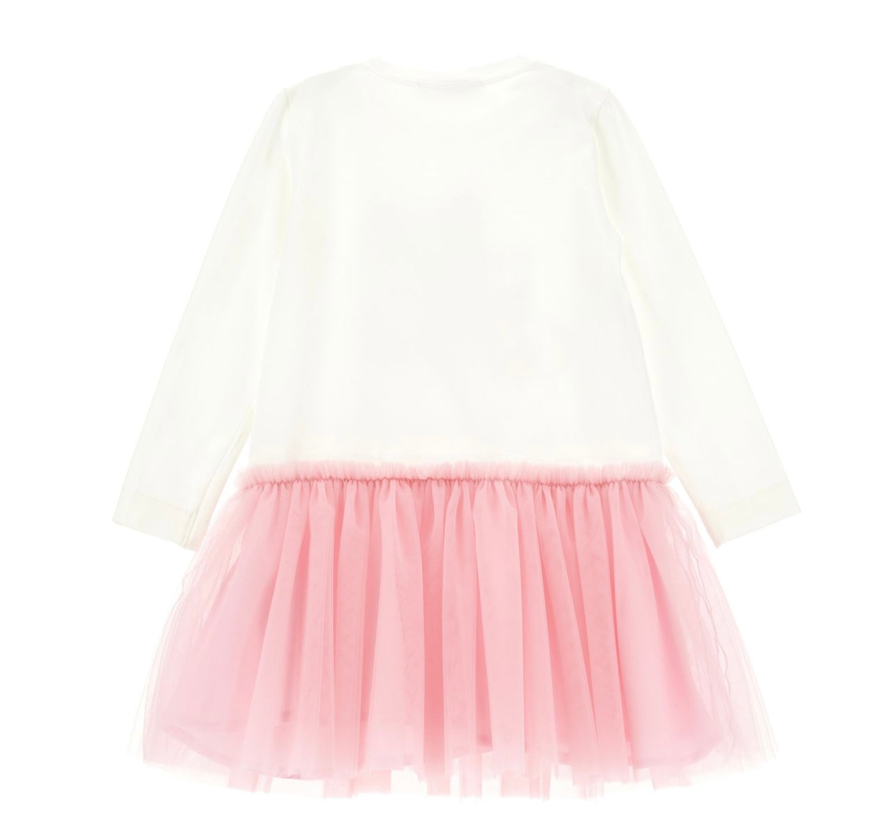 Monnalisa white & pink tulle stitch X angel dress