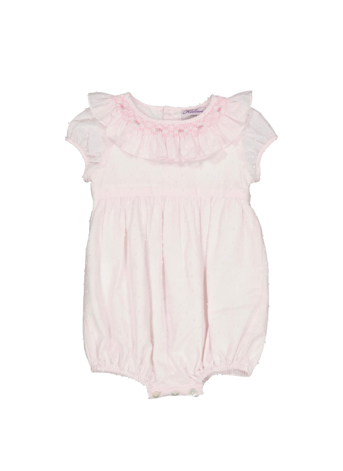 Kidiwi girls pale pink cotton smocked romper