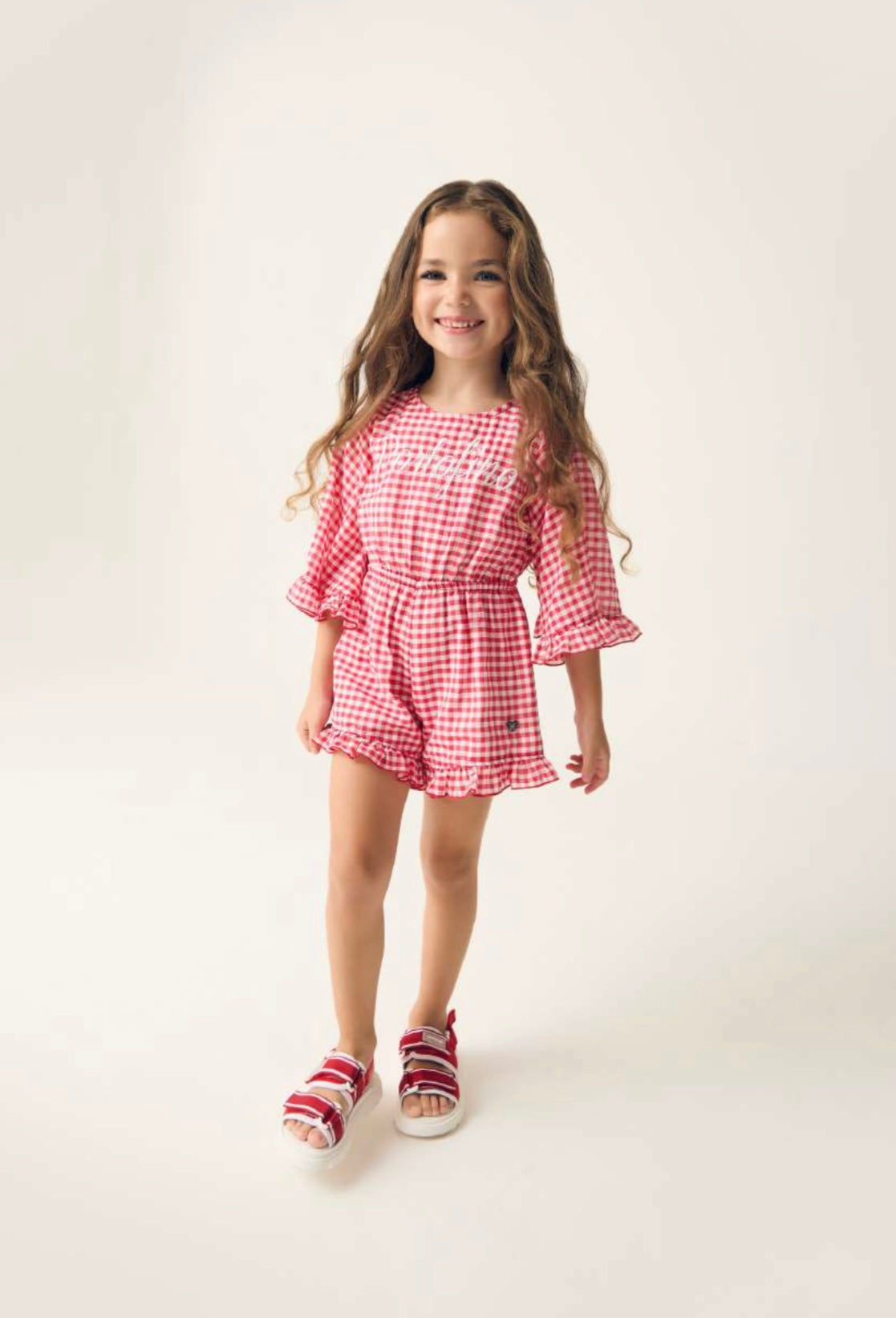 Monnalisa red gingham ‘portofino’ playsuit