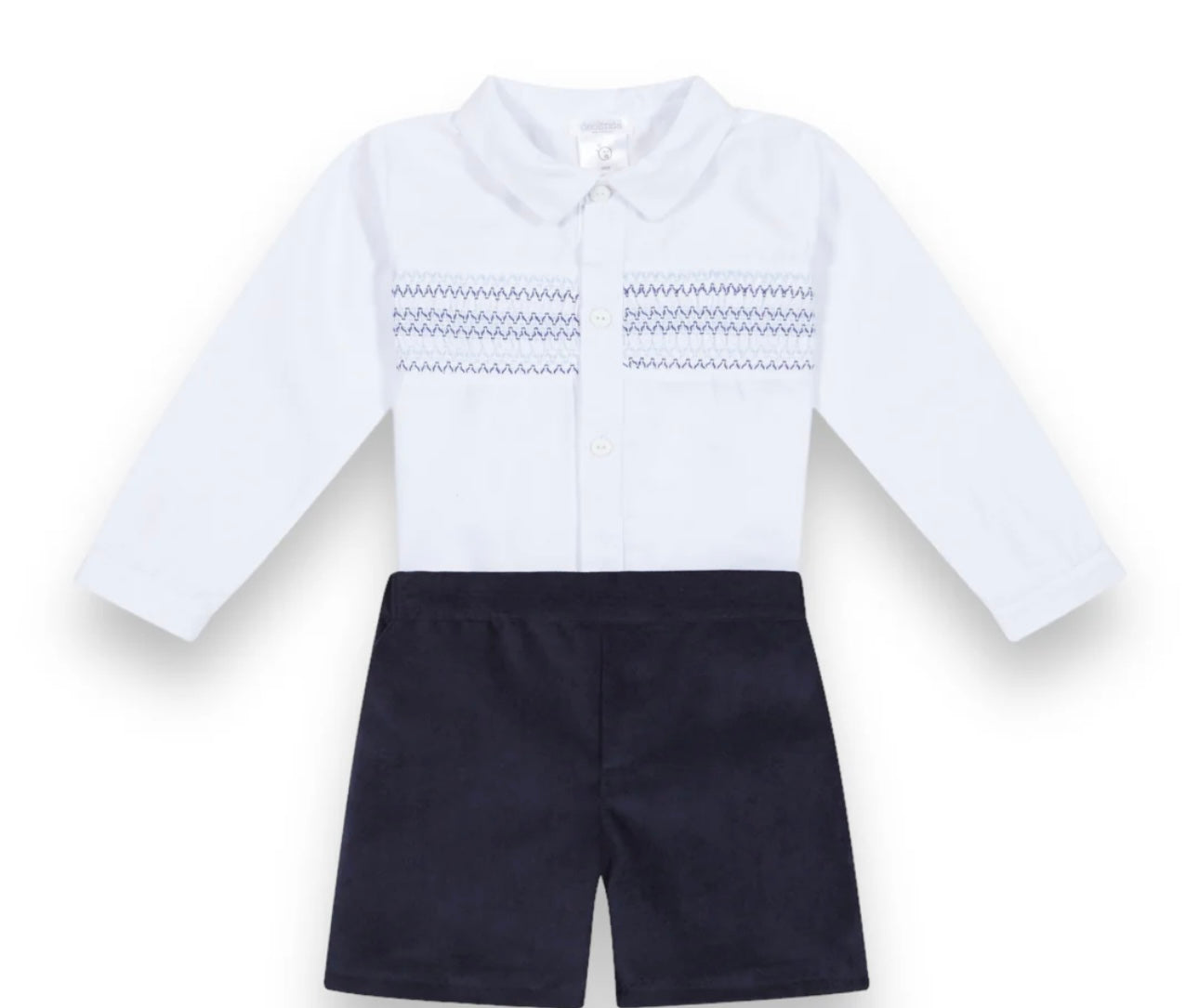 Deolinda boys navy smocked shirt set