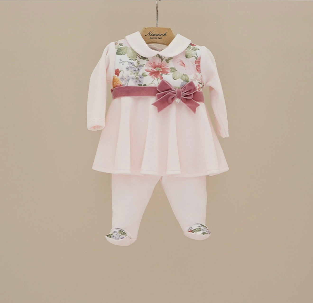 PRE ORDER - Ninnaoh pink multi roses velour legging set