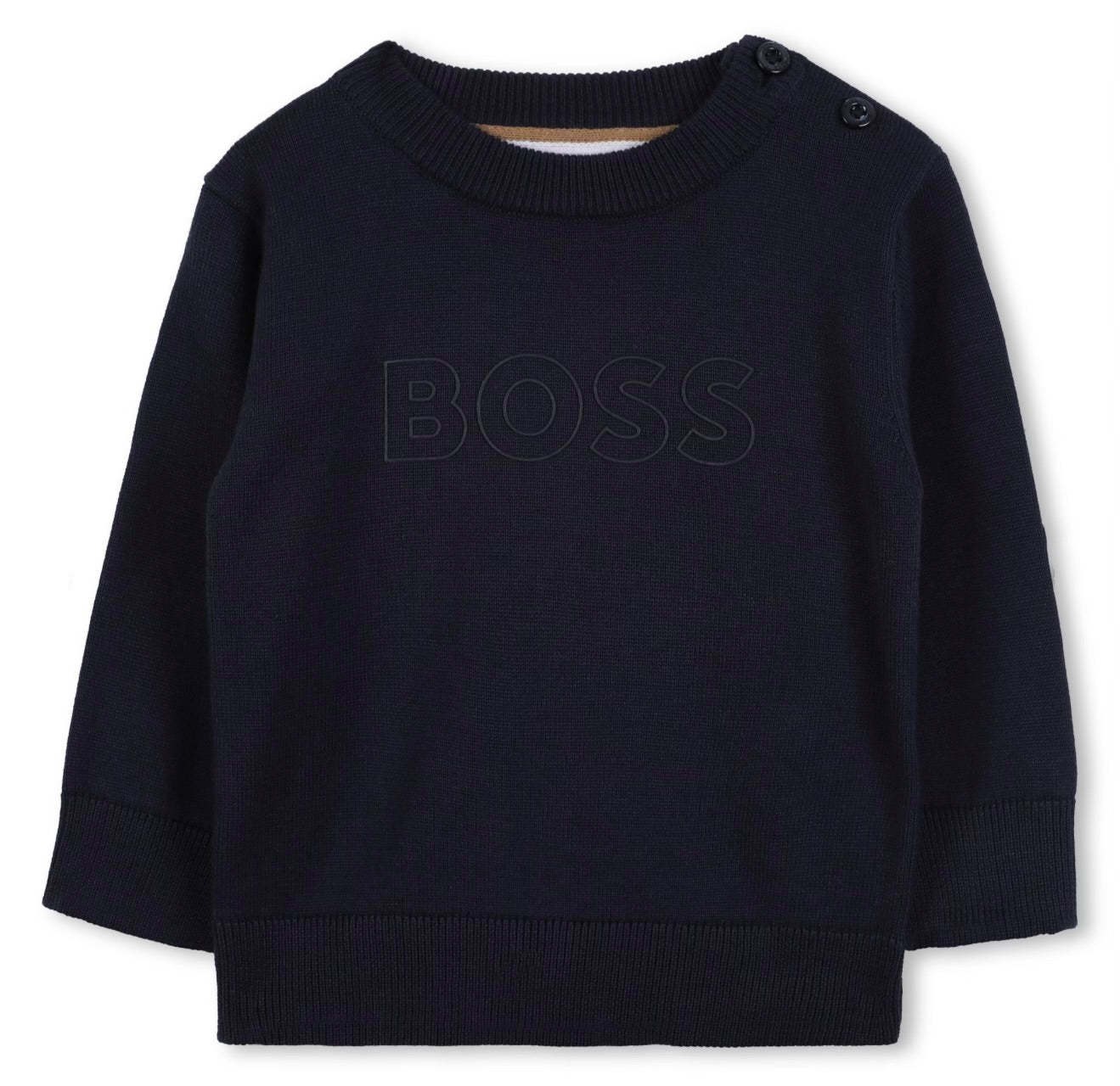 Boss navy blue knit logo sweatshirt