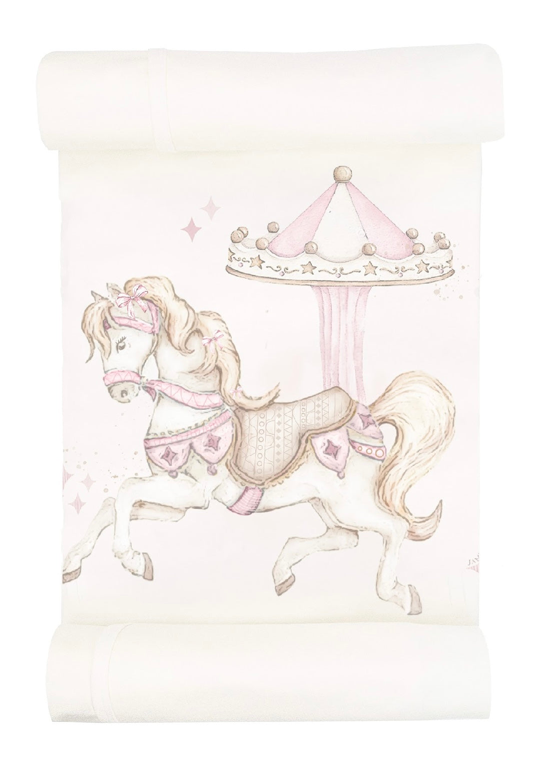 Jamiks ivory & pink rocking horse blanket