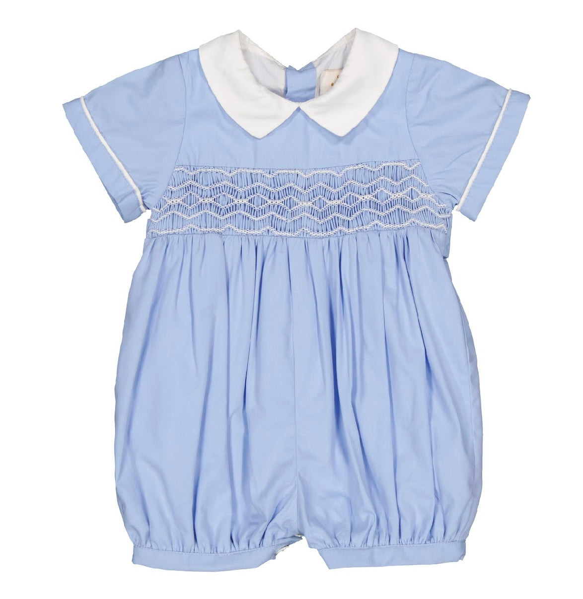 Kidiwi blue cotton ‘matheo’ smocked romper