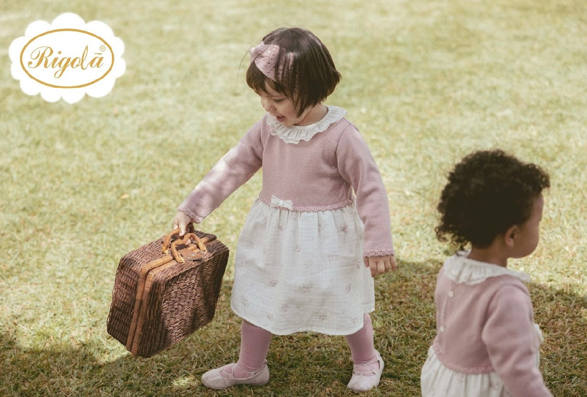 Rigola dusky pink half knit foxes dress