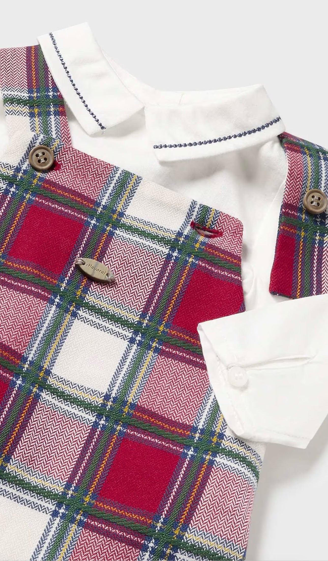 Mayoral boys tartan dungaree 3 piece set