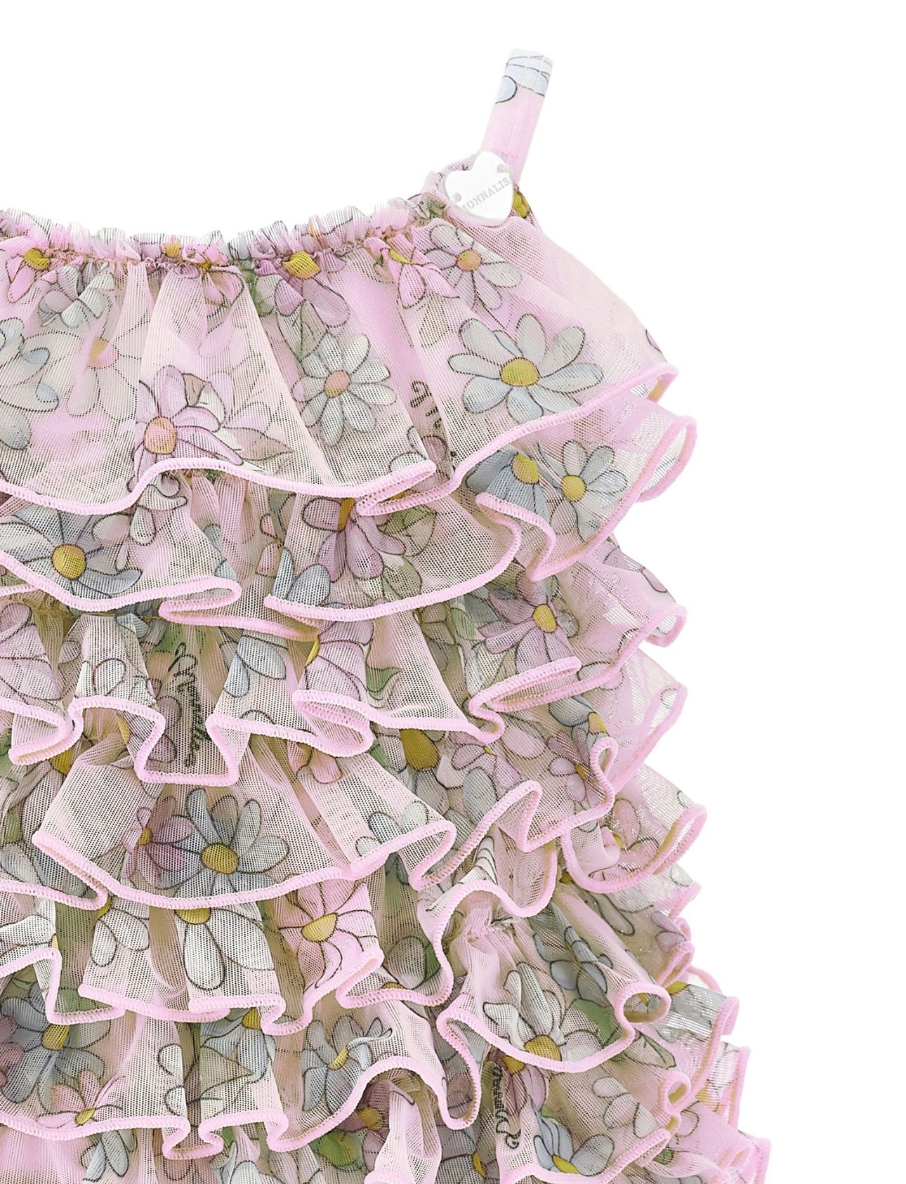 Monnalisa pink daisy print tulle frilled swimsuit