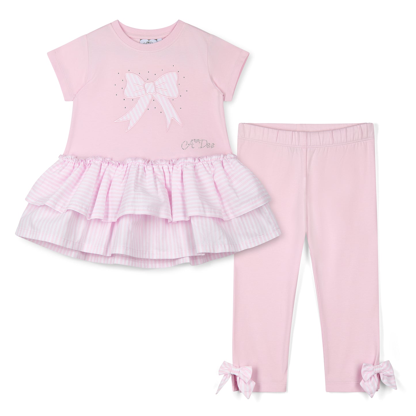 Adee pink heavenly hydrangea frilled legging set