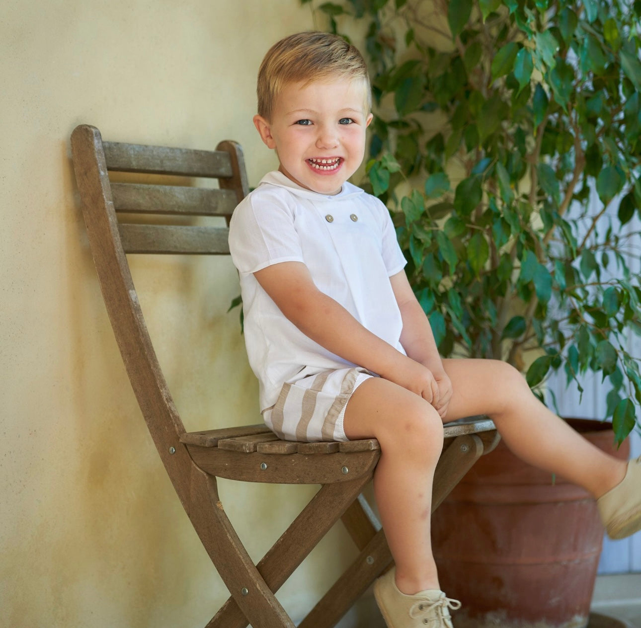 Rapife beige & white stripe jam pant and body set