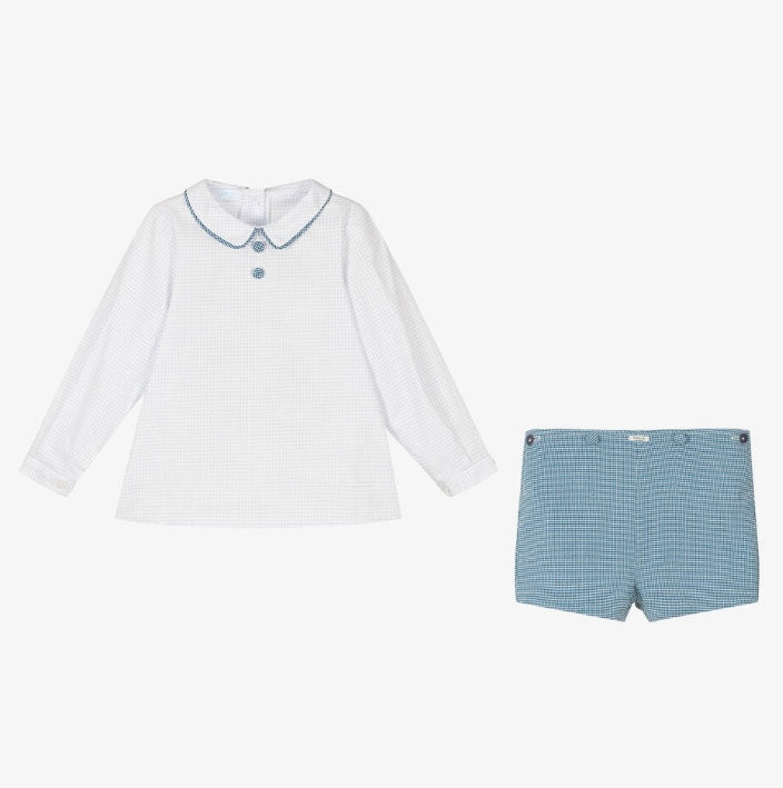 Foque boys blue checked short set