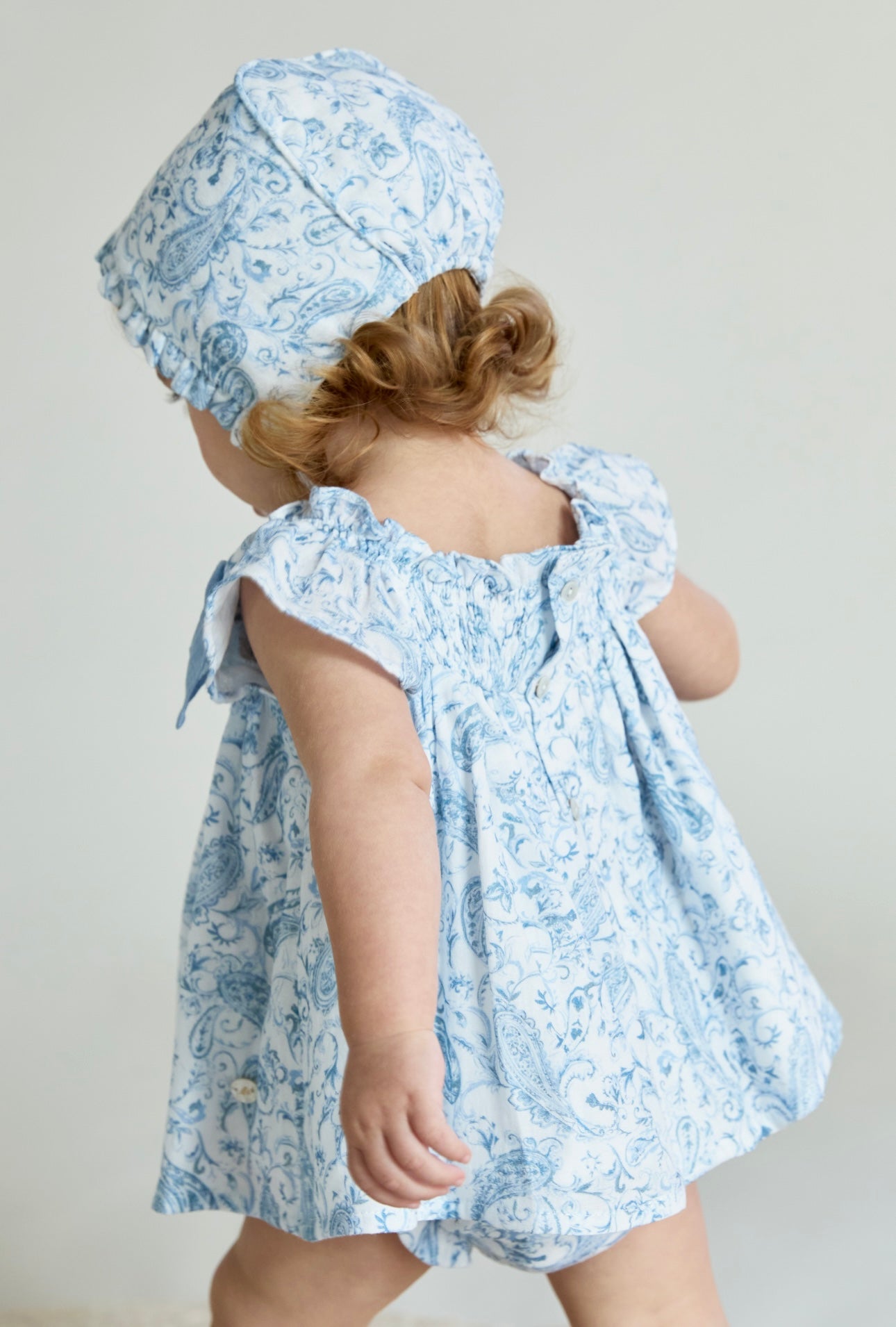 Martin Aranda blue & white paisley cotton dress & pant set