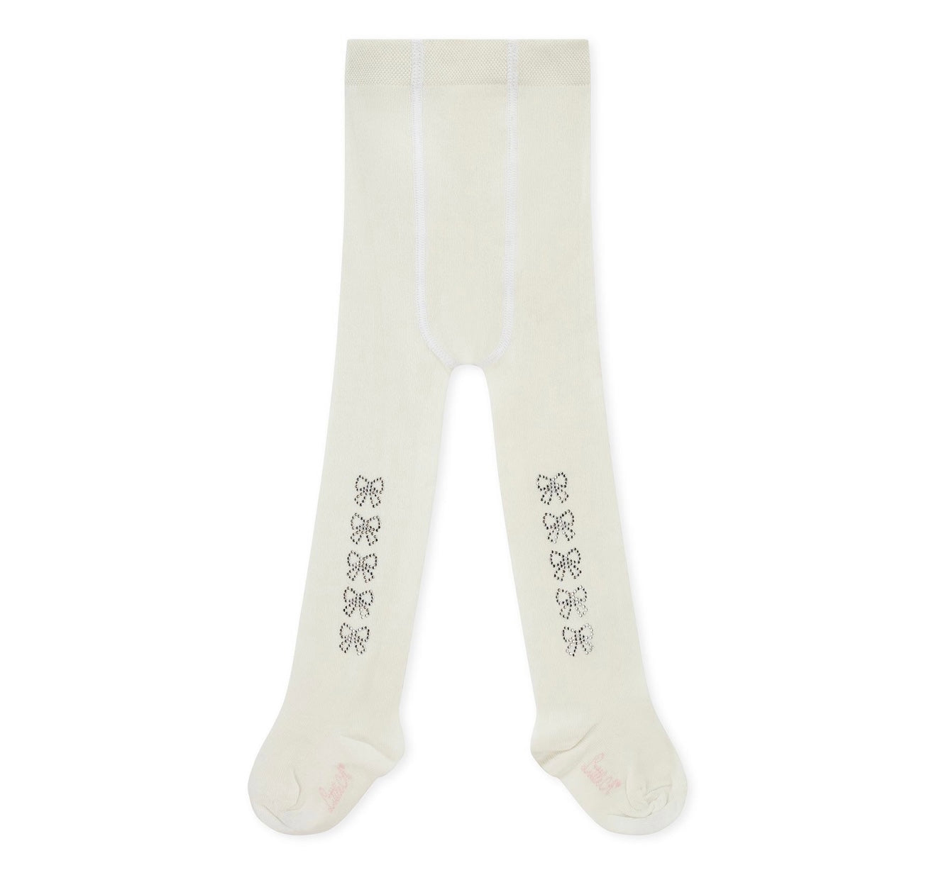 Little A white diamond bow tights
