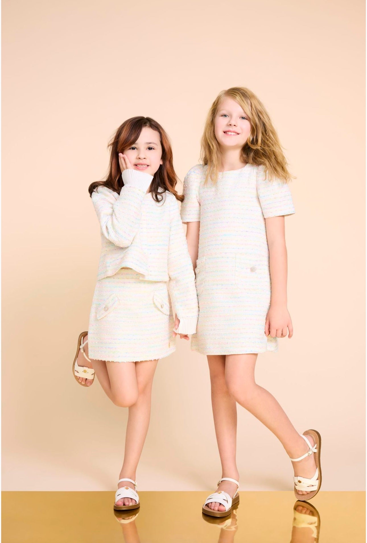 BCBGMAXAZARIA multicoloured beige tweed dress