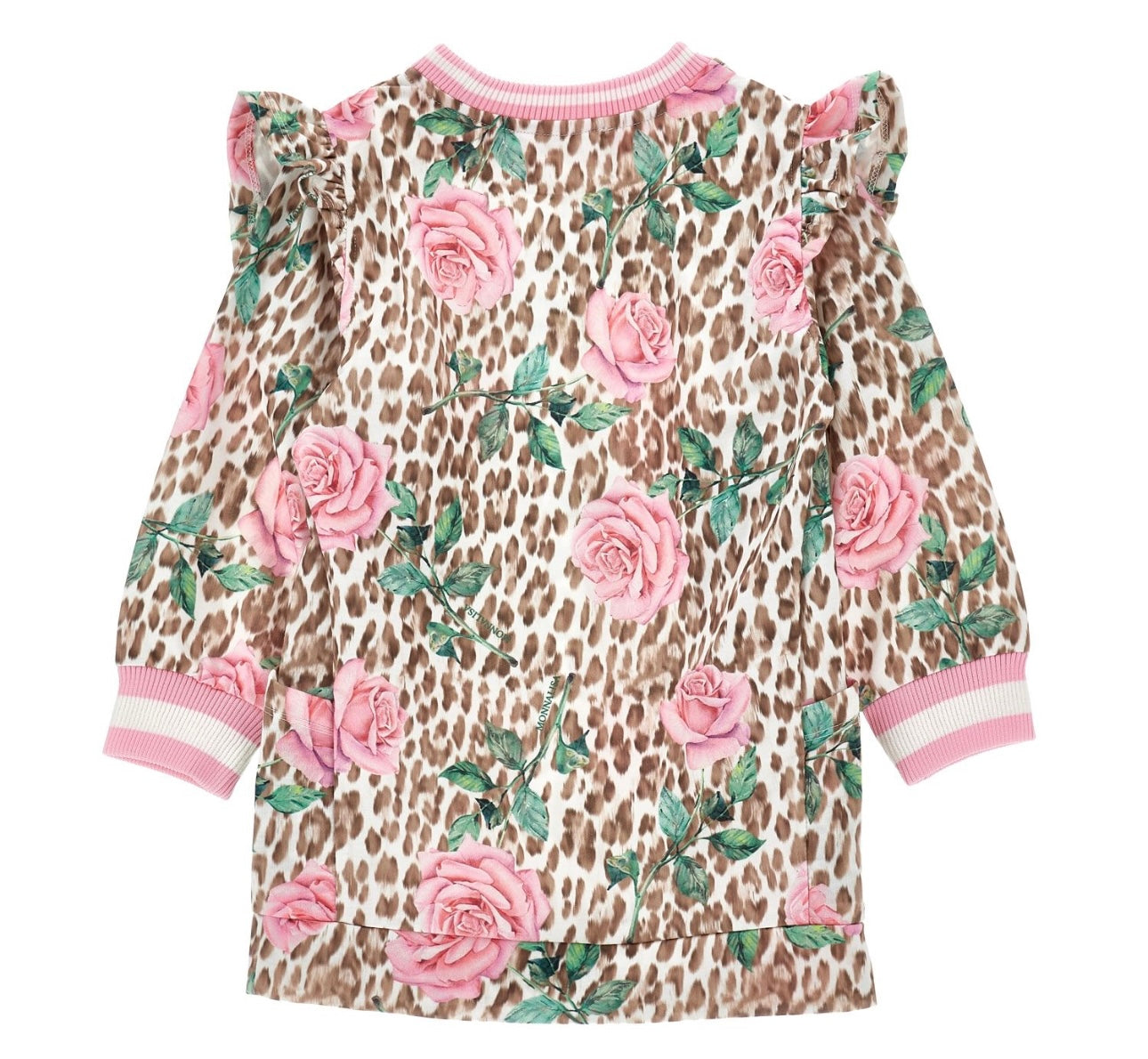 Monnalisa pink rose & leopard jumper dress