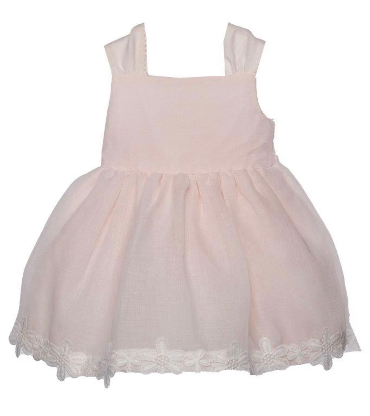 Bimbalo pink bow white floral embroidered dress