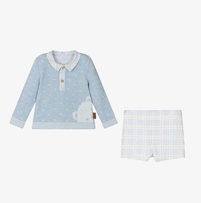 Foque boys blue teddy jumper & short set
