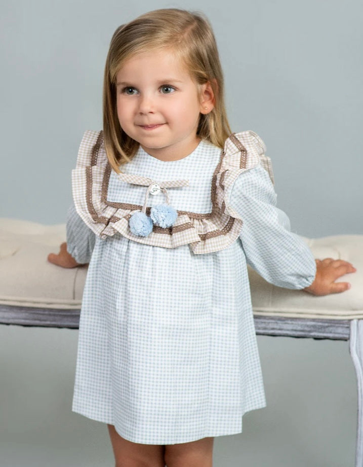 Foque girls blue check dress
