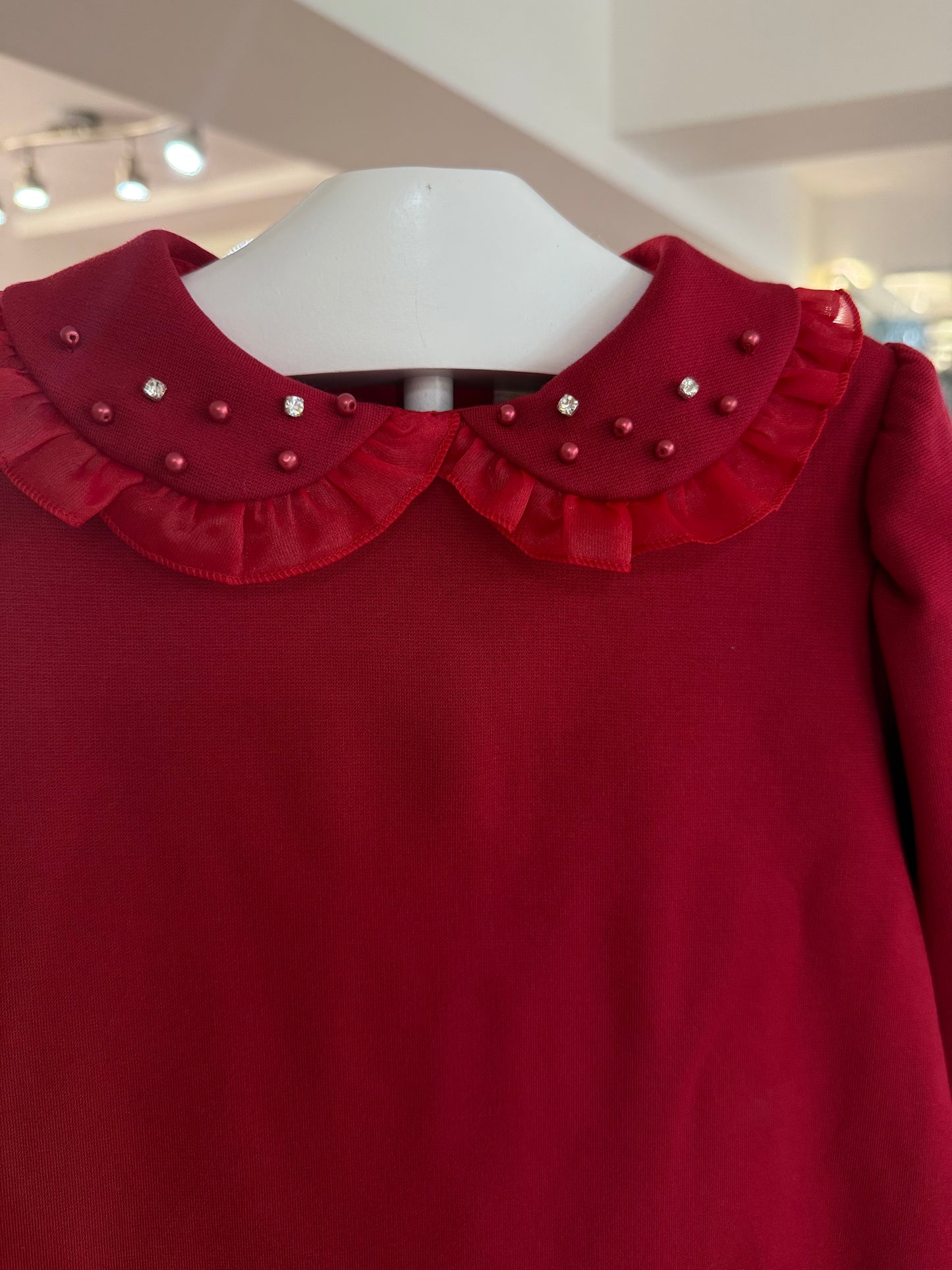 Bimbalo red tulle diamond & pearl dress