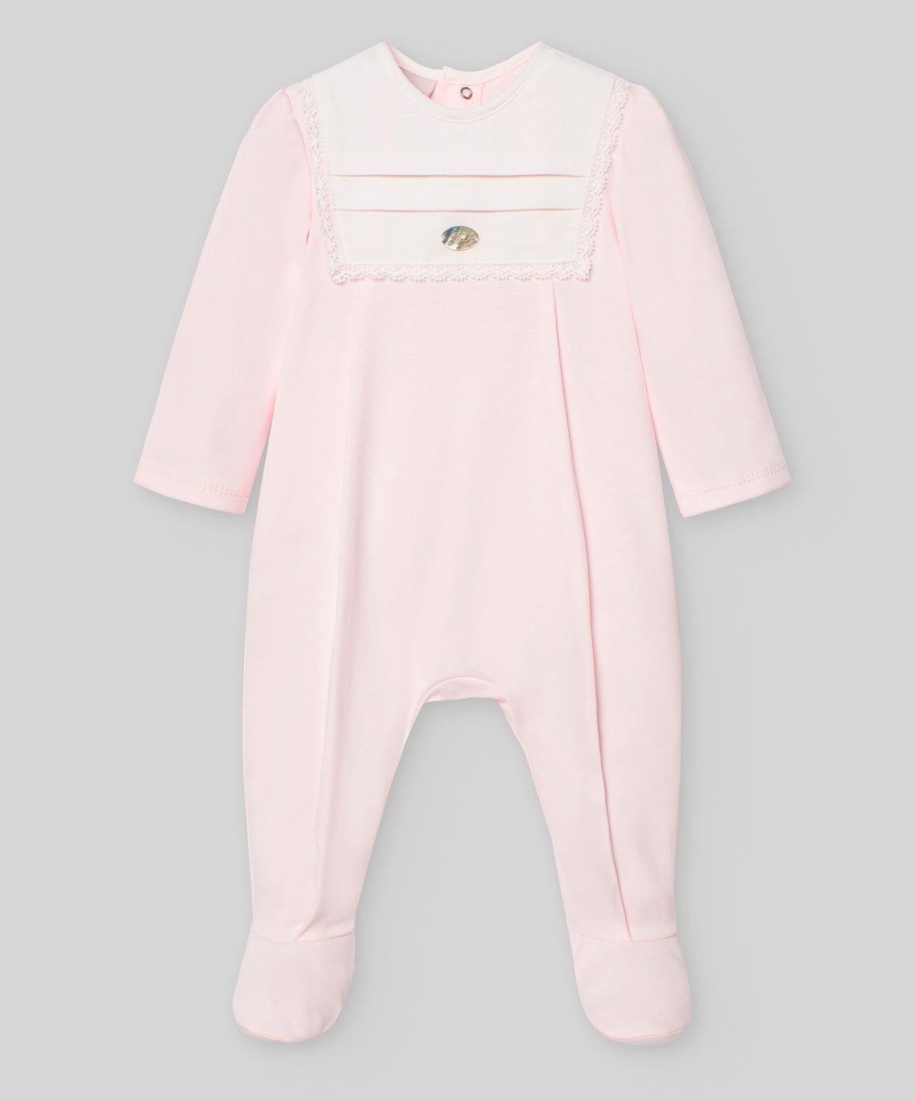 Paz Rodriguez baby pink & white cotton babygrow